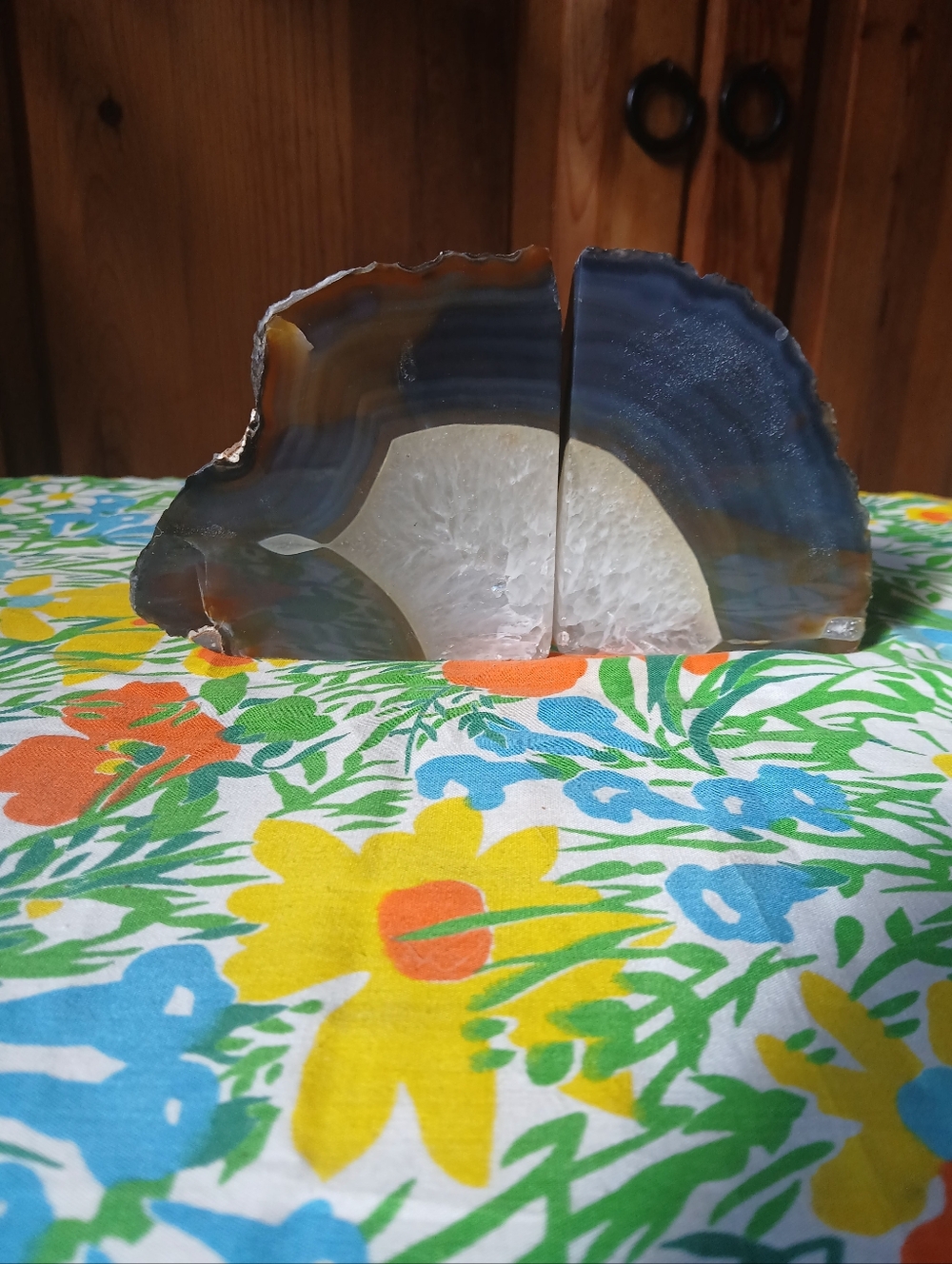 Beautiful AGATE Bookend Small Pair Retro Rock Nature Boho Luxe